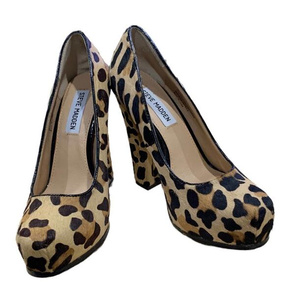 Steve Madden Sarina-L Leopard Pony Hair Platform Pumps Size 7M – Gently Used - Picture 1 of 9